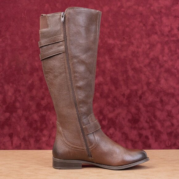 Naturalizer Women Jessie Strap Zip Brown Leather Buckle Riding Boots Size 8 - Picture 10 of 10